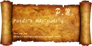 Peták Mátyás névjegykártya