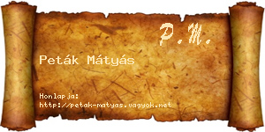 Peták Mátyás névjegykártya